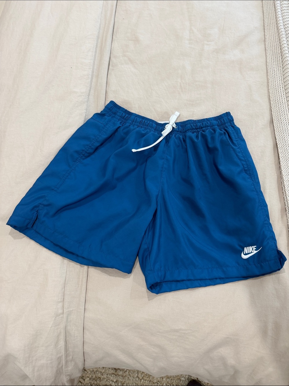 Nike Royal Blue Athletic Shorts with White Drawstring